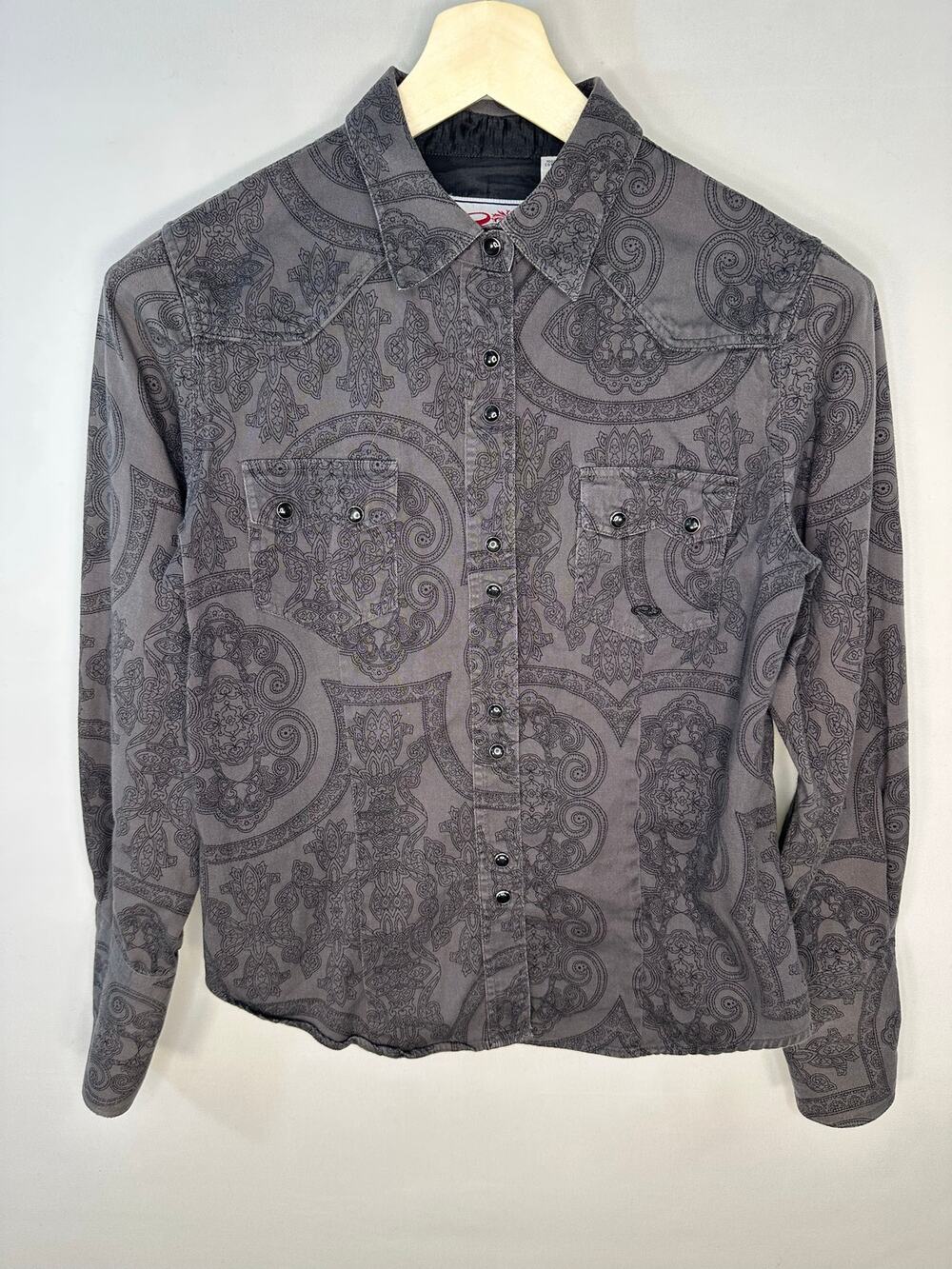 Roper Gray Paisley Pearl Snap Western Shirt Size Medium